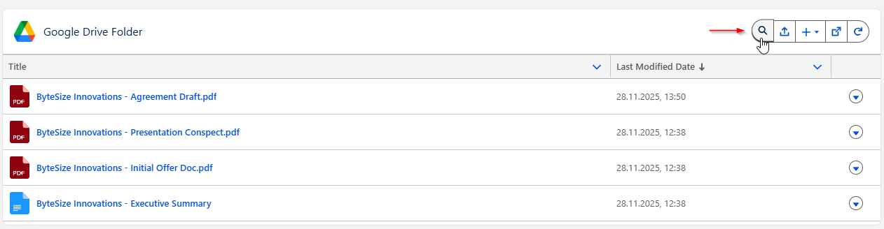 DriveMate Google Drive Folder component - searching button
