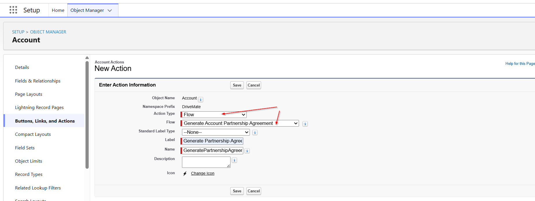 Quick action creation 2