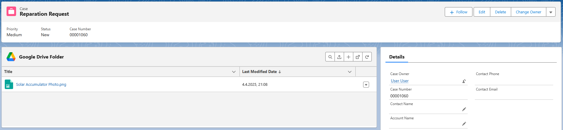Upload component use case record view